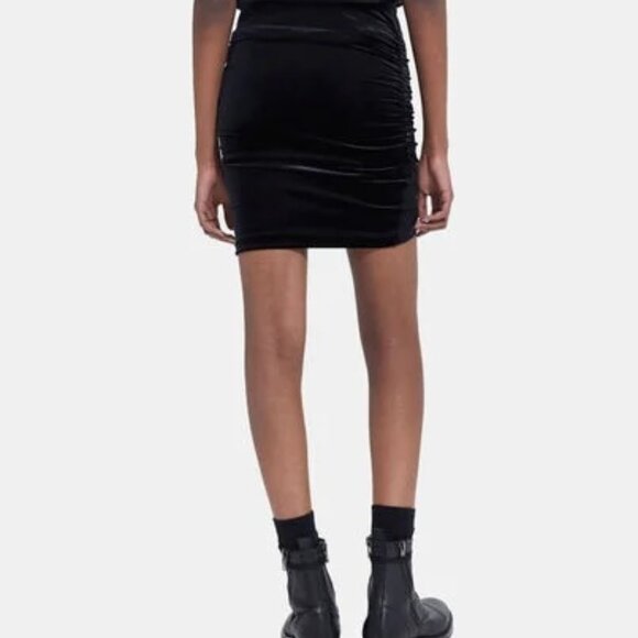 NWT | The Kooples | Black Velvet | Ruched Mini Skirt - Picture 3 of 10